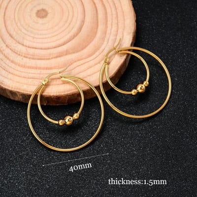 2 pièces Acier Inoxydable Boucle d'Oreille Créole Ronde Exagérée Femmes Hommes Design Lisse Vintage Double Anneau Boucle d'Oreille Bijou de Personnalité