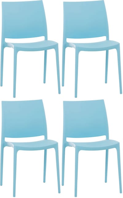 CLP Maya Set van 4 stoelen - Weerbestendige stapelstoelen - een draagvermogen tot 130 kg - lichtblauw