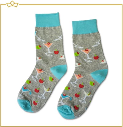 ATTREZZO® Grappige sokken - Cocktail - Maat 36-41 - Grijs