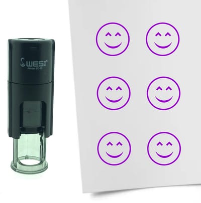 CombiCraft Stempel Smiley Content 10mm rond - Paarse inkt