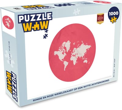 Puzzel Wereldkaart - Roze - Cirkel - Legpuzzel - Puzzel 1000 stukjes volwassenen