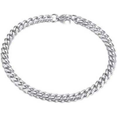Nieuwe 5 mm Dikke Miami Curb Ketting Armbanden Voor Mannen Roestvrij Staal Cubaanse Schakel Ketting Polsband Klassiek Punk Zware Mannen Sieraden 20cm white