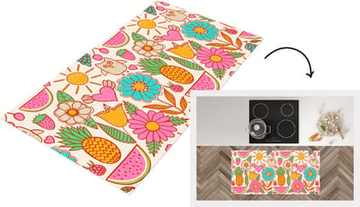 Keukenloper - Loper keuken - Uil - Regenboog - Bloemen - Kinderen - Patroon - 120x60 cm - Keukenloper vinyl