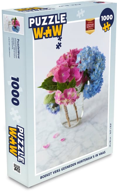 Puzzel Boeket vers gesneden hortensia's in vaas - Legpuzzel - Puzzel 1000 stukjes volwassenen