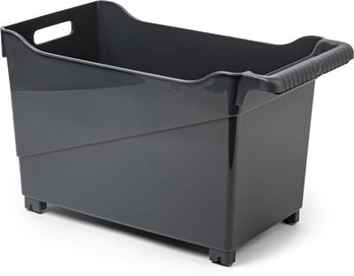 Plasticforte Opbergbox - zwart - 45 x 24 cm - kunststof - op wieltjes