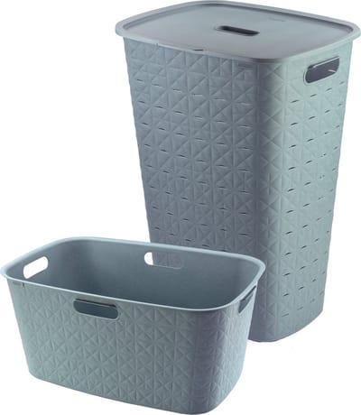Curver Softex Wasmand met Deksel 56L + Wasmand 45L - Blauw