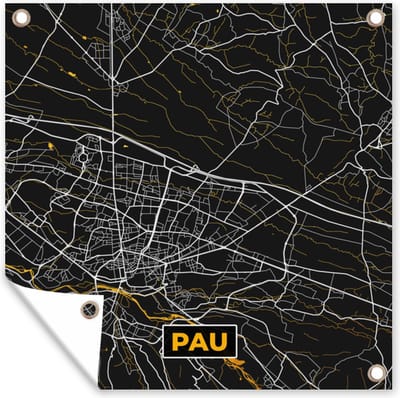Tuin poster Stadskaart – Frankrijk – Kaart – Pau – Plattegrond - 200x200 cm - Tuindoek