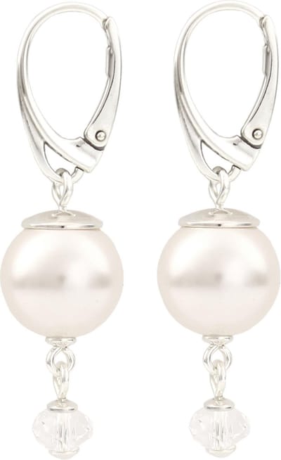 ARLIZI 1765 Oorbellen Parel Swarovski Kristal Wit - Sterling Zilver - 4 cm