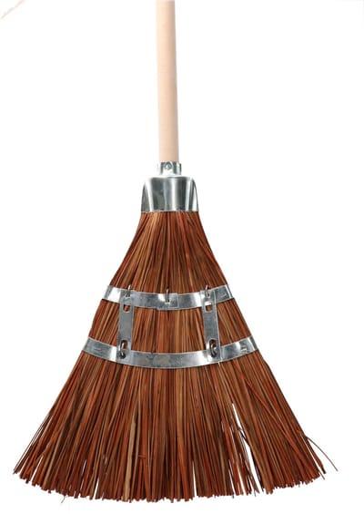 Sorex Stro/palmyra bezem met houten Steel - 142 cm - buiten bezem - harde haren - hardnekkig vuil