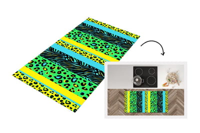 Keukenloper - Loper keuken - Design - Panterprint - Geel - Groen - 120x60 cm - Keukenloper vinyl