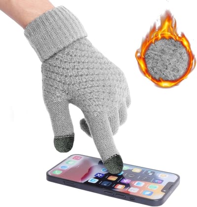 Warme gebreide winterhandschoenen met dikke fleece en elastische manchetten voor buitensporten