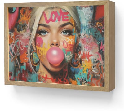 Wandlamp 40x30 cm - Oplaadbaar - Vrouw - Kauwgom - Graffiti - Love - Wandlampen binnen woonkamer - Slaapkamer lamp - Decoratieve nachtlamp - Vloerlamp draadloos