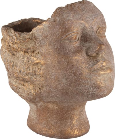 Dekoratief | Bloempot vrouwenhoofd, brons, grijs, cement, 19x15x19cm | A240872