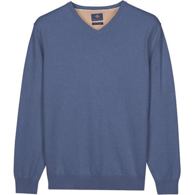 Baileys Trui Uni Color V-Neck Pima Cotton Riviera Blue / male