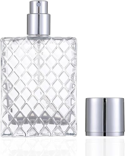 50 ml transparante verstuiver spray navulbare parfumfles, draagbare vierkante dispenser, lege glazen fles (zilver)
