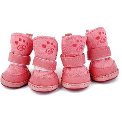 Huisdier Hond Winter Anti-Slip Comfortabel Wandelen Warme Gezellige Berber Fleece Schoenen Sneeuwlaarzen 6*4.8cm roze