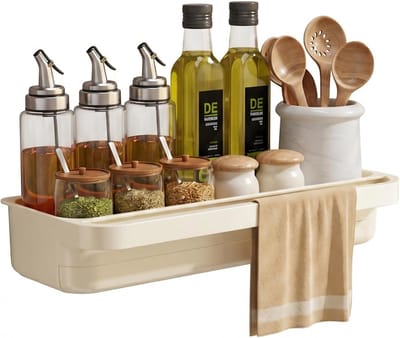 Praktische organizer voor gootsteen met sponshouder en borstelhouder, ideaal voor keuken en badkamer (wit)