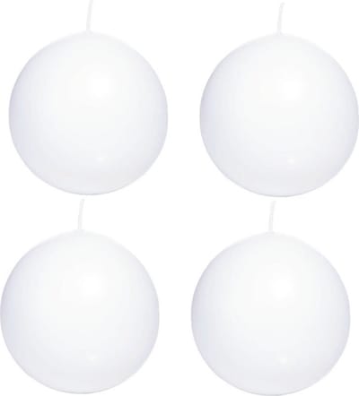 Trend Candles Bolkaars glad - 4x - wit - 8 cm - 25 branduren - ronde kaarsen