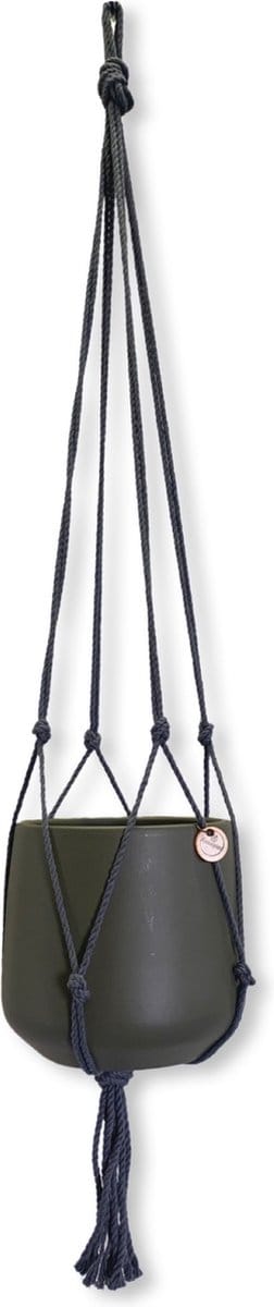 Minimalistische Plantenhanger - Kies kleur en lengte - Grijs - 80 cm lang - Katoenkoord - Geschikt voor Pot met Diameter t/m 20 cm - Handgemaakt in ons Macramé Atelier - Prijs per Stuk - Let op: Exclusief Pot - Inclusief Verzendkosten