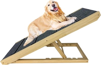 Hondenladder - Huisdier trap - Hulp bij klimmen - In hoogte verstelbaar - 100 cm lang - Houtkleur