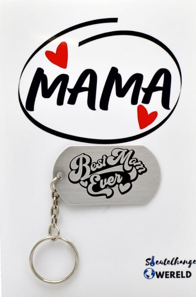 Best mom ever sleutelhanger inclusief kaart- mama cadeau - moeder - Leuk kado voor je mama om te geven - 2.9 x 5.4CM