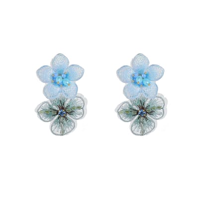 Go Dutch Label Oorknoppen Double Flower Stud Blue Sky