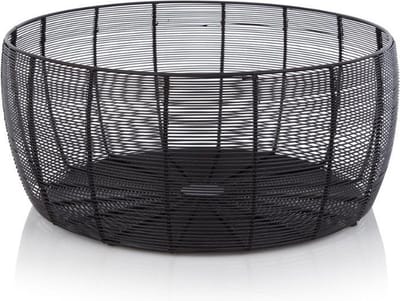 XLBoom Dora Low Mand - in Staal - Ronde Opbergmand - Zwart - 43,5 x 43,5 x 20 cm