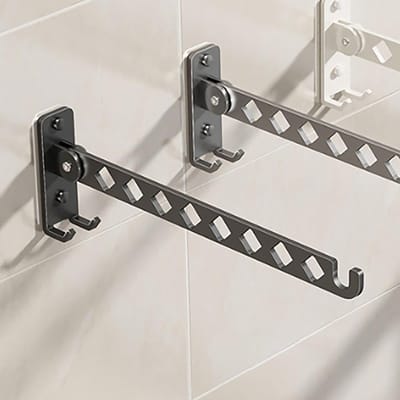 Wandgemonteerd kledingrek, opvouwbaar kledingrek met 8 stangen, 180° draaibaar droogrek van roestvrij staal voor badkamer, balkon, slaapkamer (zwart)