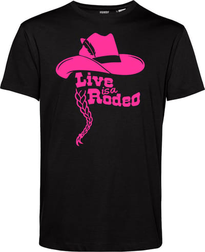 T-shirt Live Is A Rodeo | Carnavalskleding heren dames | Carnaval kostuum | Foute Party | Zwart | maat XS