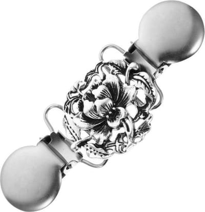 Fako Bijoux® - Vestsluiting - Vestclip - Sjaalspeld - Vestklem - Orchidee - Zilverkleurig