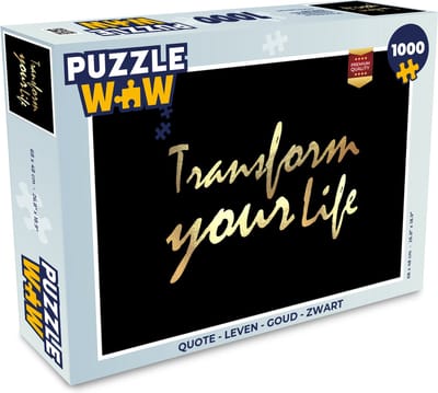 Puzzel Quote - Leven - Goud - Zwart - Legpuzzel - Puzzel 1000 stukjes volwassenen