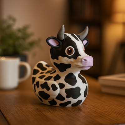 TheDuckSpecialist – Kleine Cow Eend – 3D-geprint Boerderij Beeldje – Whimsical Home Accessory