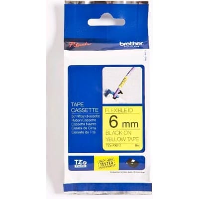Brother TZe-FX611 Labeltape flexibel Tapekleur: Geel Tekstkleur: Zwart 6 mm 8 m