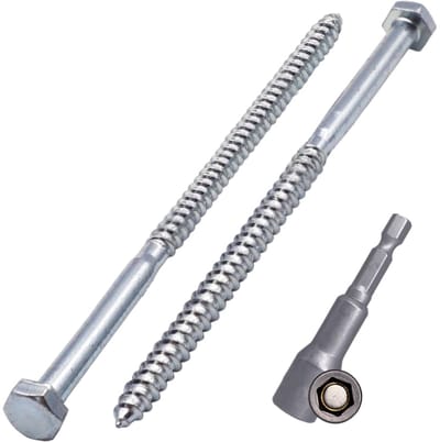 Houtschroeven - Busschroeven verzinkt - Houten constructies bevestigen - DIN 571 standaard - M6 x 120 mm - Zilver