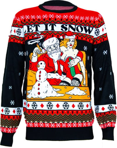 Gangster kerstman met sneeuwpop - Maat S - Foute Kersttrui - DrunkenDinos - Gebreide kersttrui - Foute trui - Kerstkleding - Kleding Fout kerstfeest - Kerst trui - Kersttrui dames - Kersttrui heren - Lelijke Kersttrui - Grappige Kersttrui -