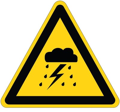 Pas op voor onweersbuien waarschuwingssticker - W084 | 10 cm