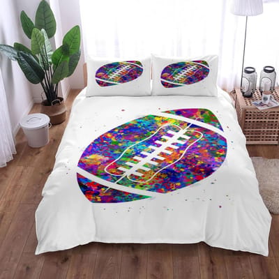 Nationale Rugby Waterkunst Dekbedovertrek Set King Queen Double Full Twin Single Maat Bedlinnenset EU single(135x200cm)