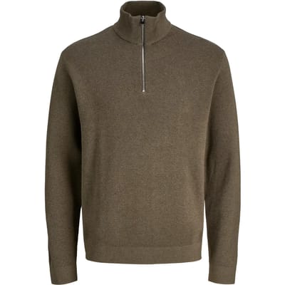 Jack & Jones Trui Jprblamilano Stitch Knit Half Zip S 12259664 Stone Gray/melange Mannen Maat - M