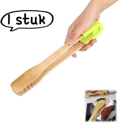 1 stuk - Keukenclips - Bamboe voedselclips, brood- en barbecueclips - buffetclips, siliconen voedselclips - keukengereedschap voor bakken, bamboe clips - groen