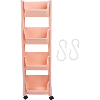 Organisateur de Rangement Roulant Compact Grande Capacité Chariot Utilitaire Mobile Rangement Mobile Étagère à Livres beige
