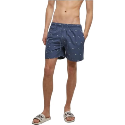 Urban Classics - Embroidery Zwemshorts - XXL - Blauw/Mintgroen