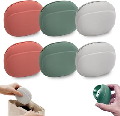 Hoofdtelefoonhouders van zachte siliconen - Organizer voor reiskabels, waterdichte beschermhoes, 6 stuks in 3 kleuren (groen, grijs, roze) - Ideaal voor hoofdtelefoon, datakabel en USB-stick, 9 x 8 x 2,5 cm