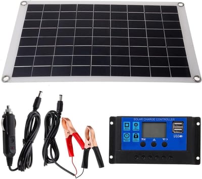 Flexibel Zonnepaneel - Zonnecel Kit - Batterij Opladen - Dubbele USB Output - 425x250 mm - Zwart