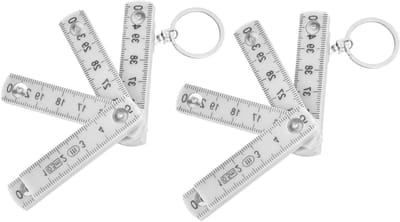 2PCS vouwliniaal, ABS KOOPBABLE REGER Draagbaar 0,5 m e meetliniaal met sleutelring vouwmeter stok 10 keer vouwbaar voor timmerwerktegels (Wit)