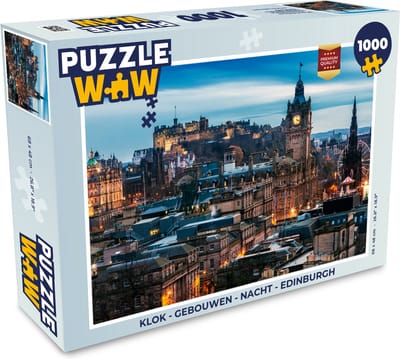 Puzzel Klok - Gebouwen - Nacht - Edinburgh - Legpuzzel - Puzzel 1000 stukjes volwassenen
