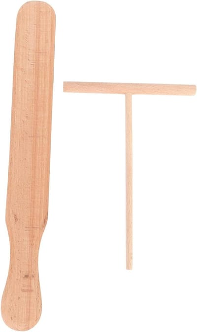 Pannenkoek Kookgerei Set - Crêpe Spatels - Beslag Verspreiden - Natuurlijke Houtstructuur - 2 Stuks - Houtkleur