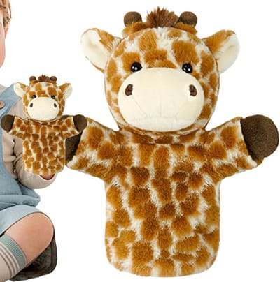 Handpoppen Dieren - Pluche Poppen - Fantasie Spel - Zachte Stof - 25 cm - Multicolor
