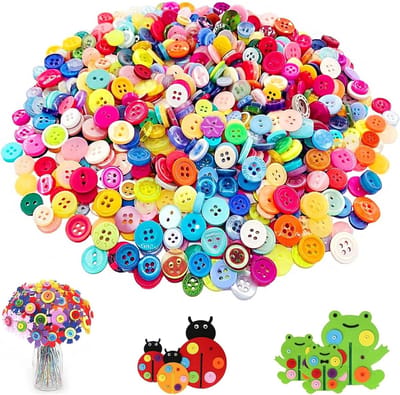Kleurrijke Knopen Set van 1000 Stuks, Diverse Maten en Kleuren voor Kinderen, Perfect voor DIY Knutselprojecten en Creatieve Activiteiten