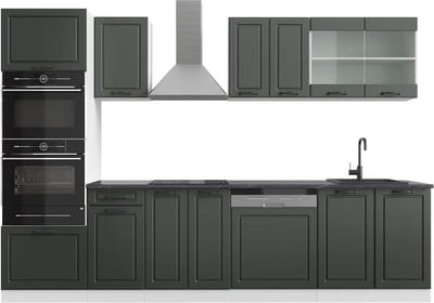 Vicco R-Line Complete keukeneenheid – 300 cm met hoge kast, WB Antraciet Antraciet landhuis/wit