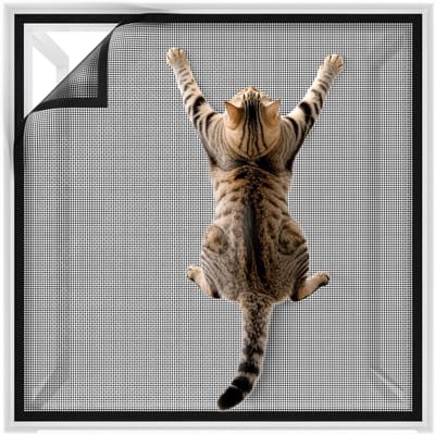 Kattenhor voor Raam, Mosquito Bescherming, Duurzaam en Versterkt 320 g/m², Zelfklevende Installatie zonder Boren (130 x 150 cm)
